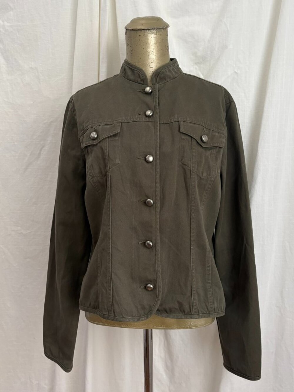 Vintage Geoffrey Beene Sport Army Olive Green Jacket 90s Grunge Indie Sleaze